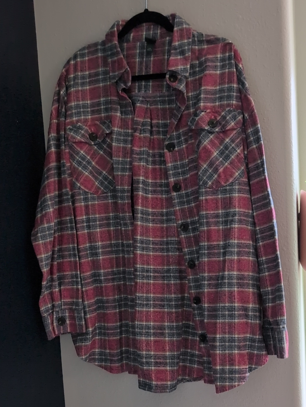 wild fable Red and Gray Plaid Button-Up Shirt